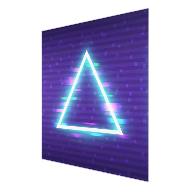Glasschilderijen - Geometrical Triangle In Neon Colours