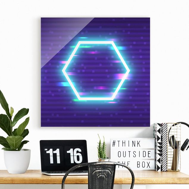 Magnettafel Glas Geometrical Hexagon In Neon Colours