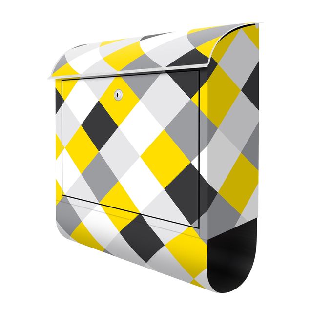 Brievenbussen Geometrical Pattern Rotated Chessboard Yellow