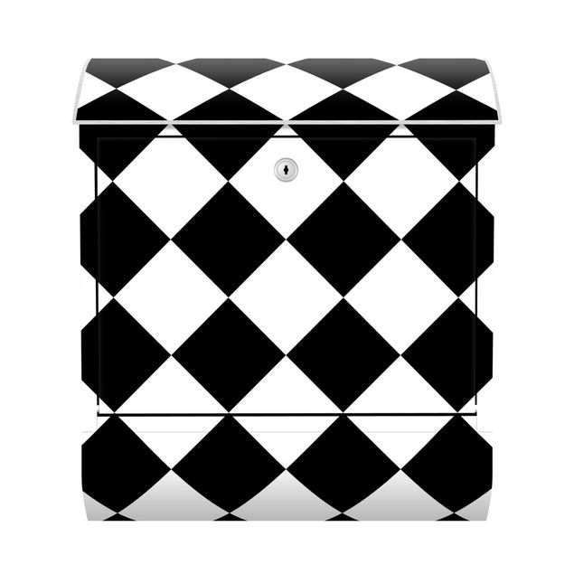 Brievenbussen Geometrical Pattern Rotated Chessboard Black And White