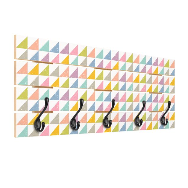 Wandkapstokken houten pallet Geometrical Pattern With Triangles Colourful