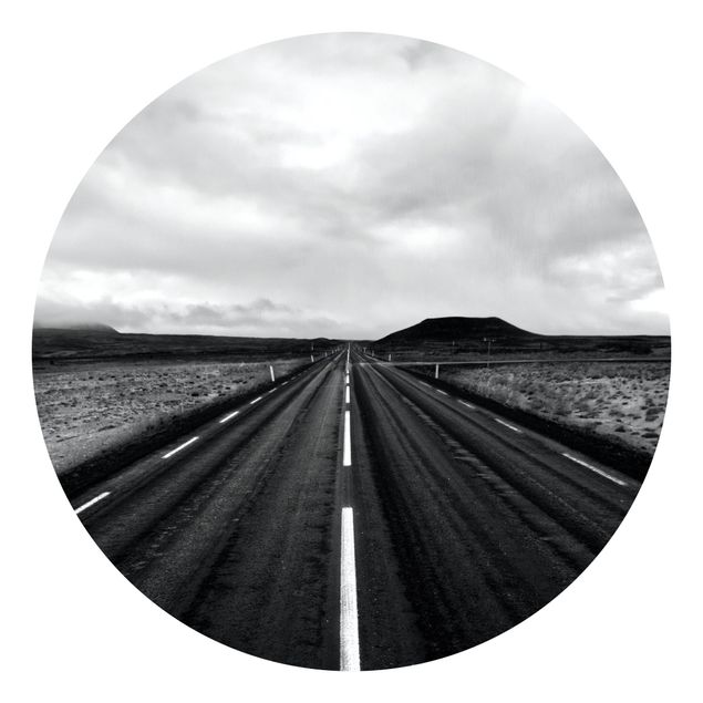 Behangcirkel Straight Road In Iceland