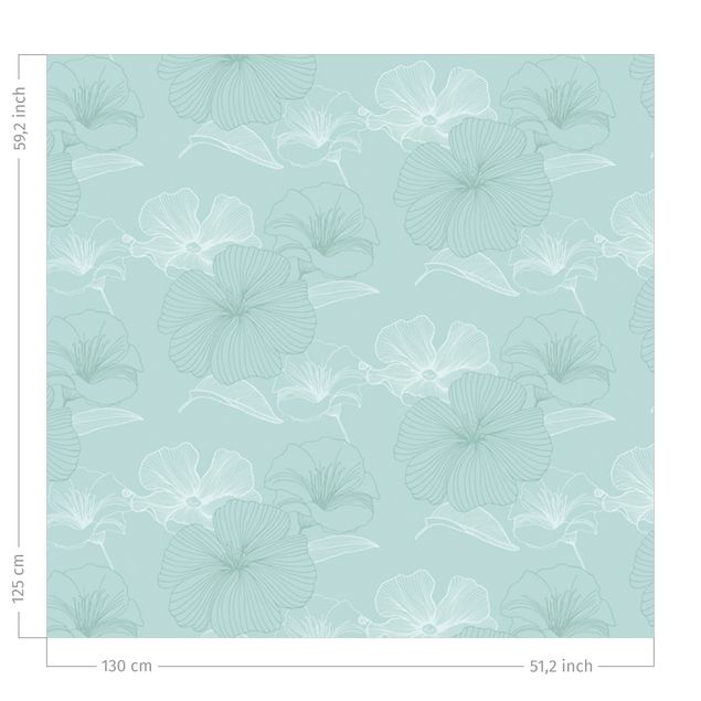 bloem gordijnen Geranium Pattern - Pastel Mint Green