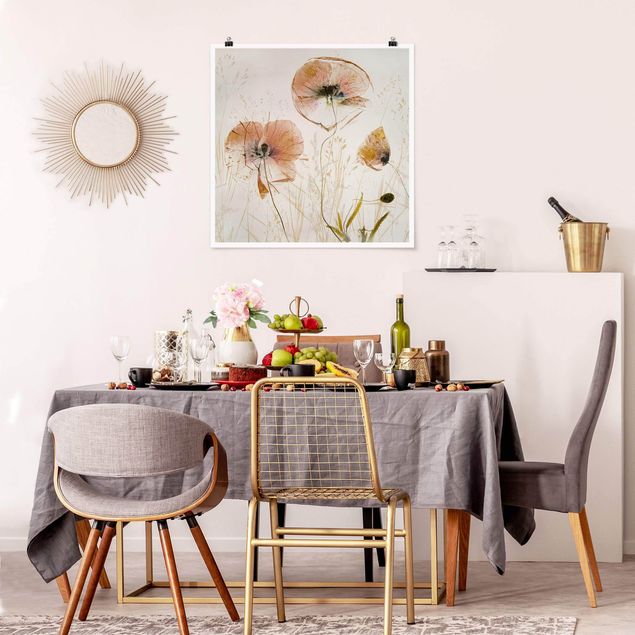 Posters Dried Poppy Flowers With Delicate Grasses