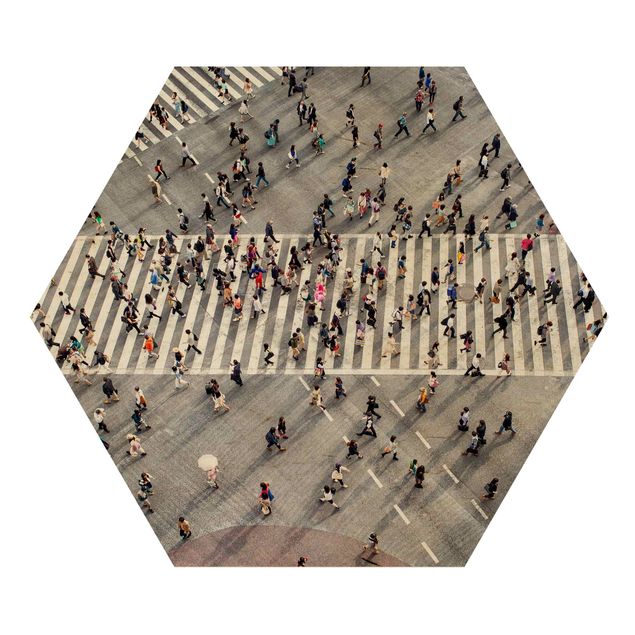 Hexagons houten schilderijen Shibuya Crossing in Tokyo