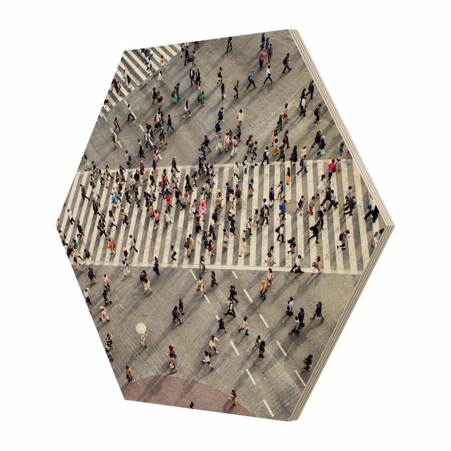 Hexagons houten schilderijen Shibuya Crossing in Tokyo