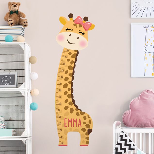 Muurstickers giraf Giraffe girl with custom name