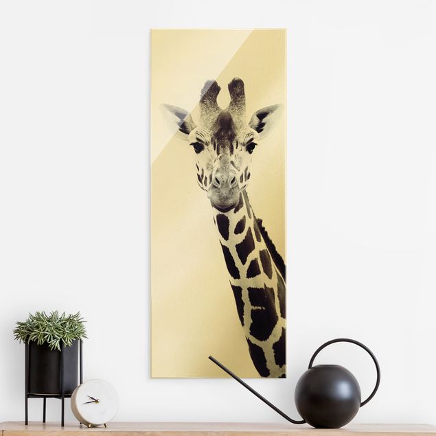 Magnettafel Glas Giraffe Portrait In Black And White