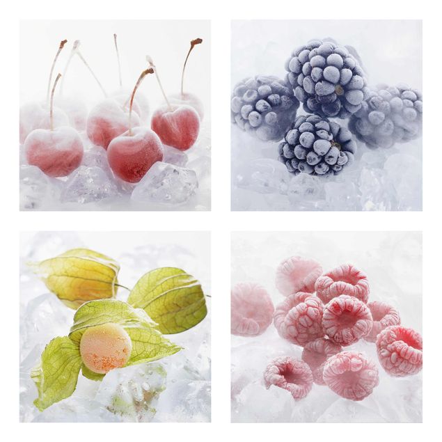 Glasschilderijen - 4-delig Frozen Fruit