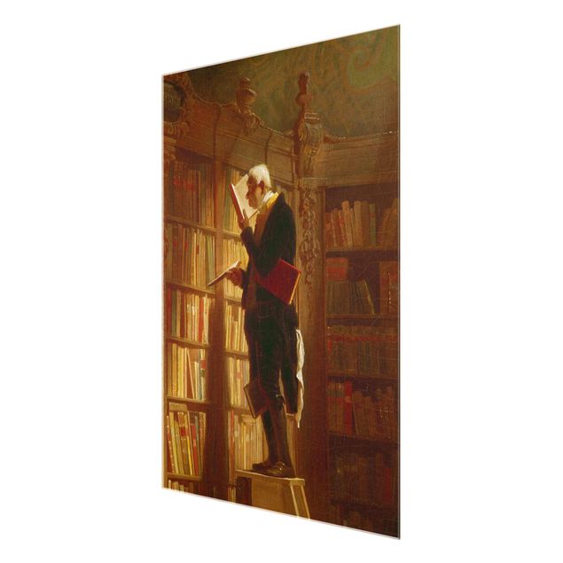 Glasschilderijen Carl Spitzweg - The Bookworm (Detail)