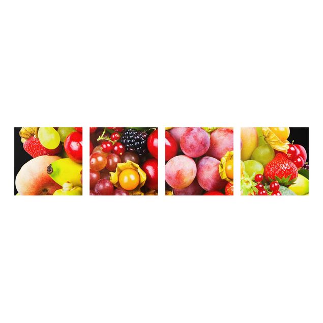 Glasschilderijen - 4-delig Colourful Exotic Fruits