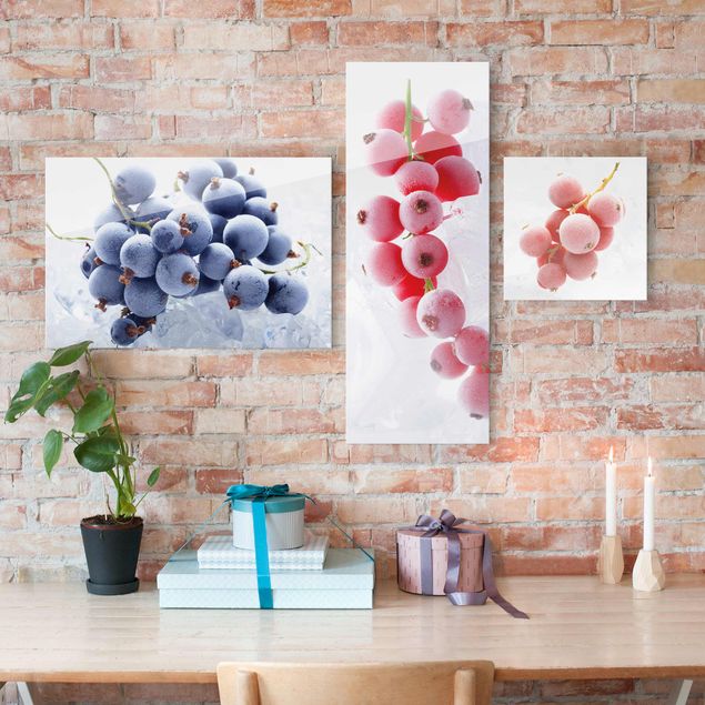 Glasschilderijen - 3-delig Frozen Berries