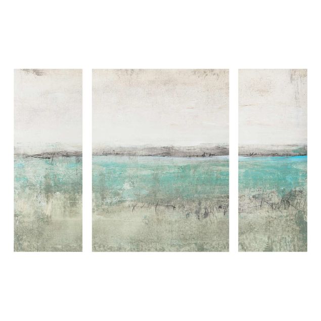 Glasschilderijen - 3-delig Horizon Over Turquoise I