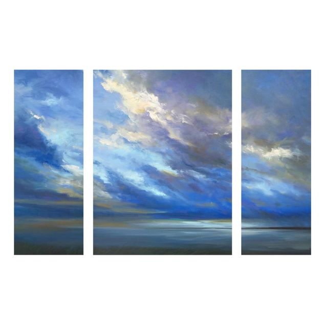 Glasschilderijen - 3-delig Coast Sky Dark