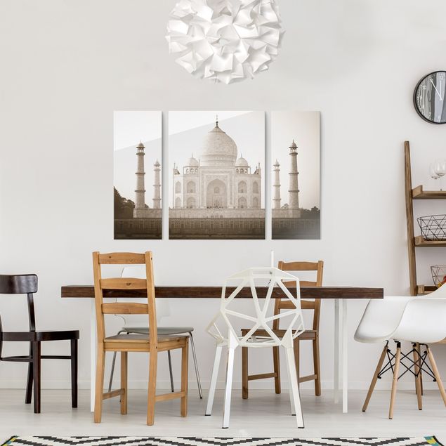 Glasschilderijen - 3-delig Taj Mahal