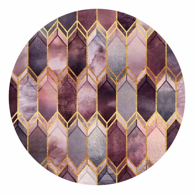 Behangcirkel Stained Glass Geometric Rose Gold