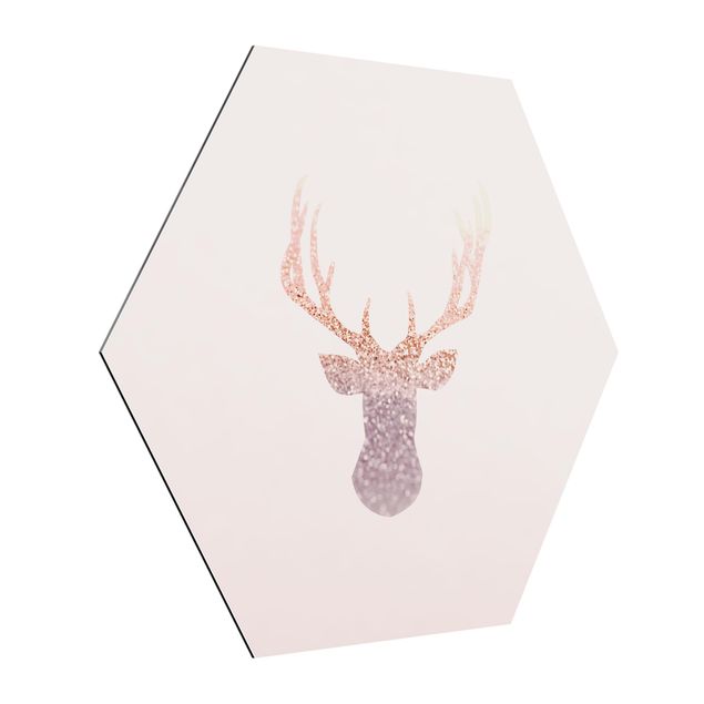 Hexagons Aluminium Dibond schilderijen Shimmering Deer