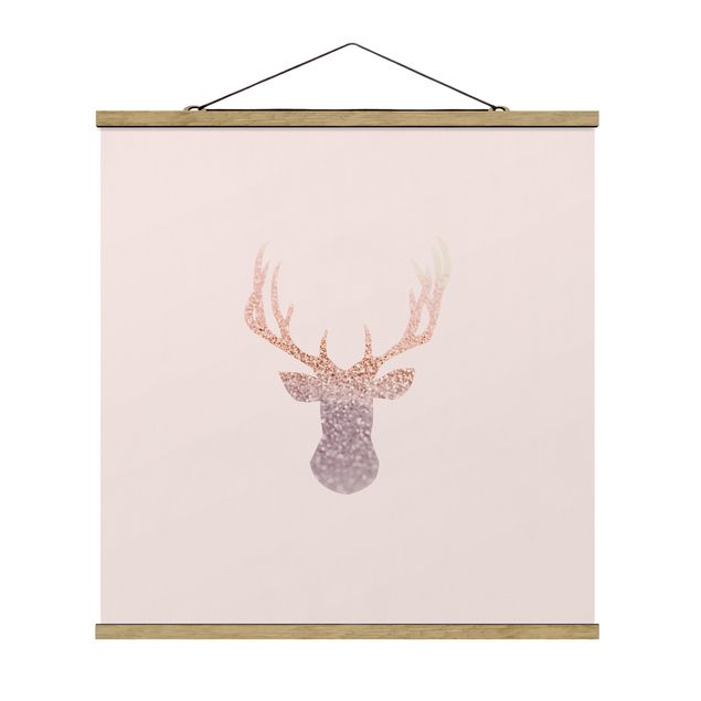 Stoffen schilderij met posterlijst Shimmering Deer