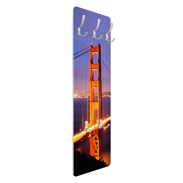 Wandkapstokken houten paneel Golden Gate Bridge At Night