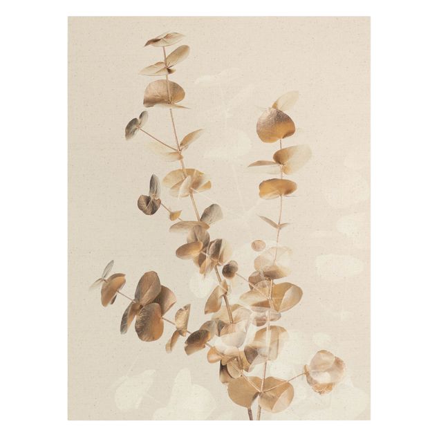 Canvas schilderijen - Goud Golden Eucalyptus With White