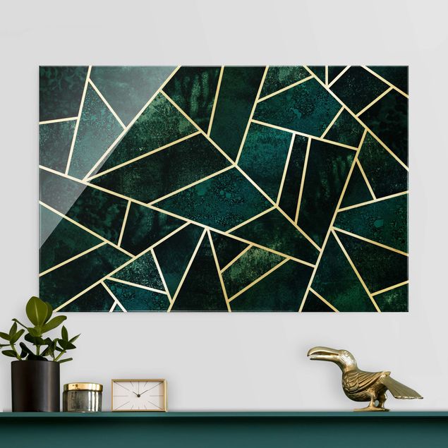 Glas Magnetboard Dark Turquoise With Gold