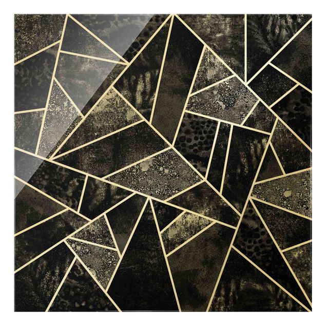 Glasschilderijen Grey Triangles Gold