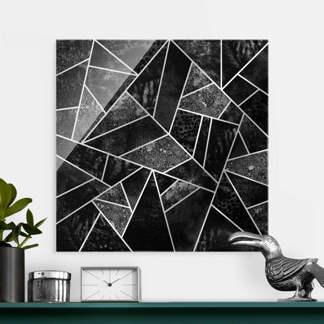 Glas Magnetboard Grey Triangles Gold