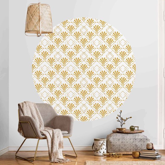 Behangcirkel Golden Glitter Look With Art Deco Pattern