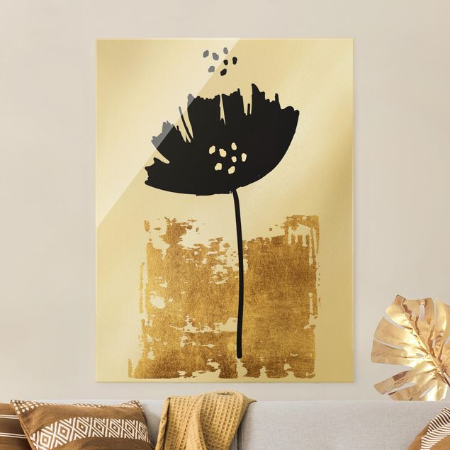 Glasschilderijen Golden Poppy Flower