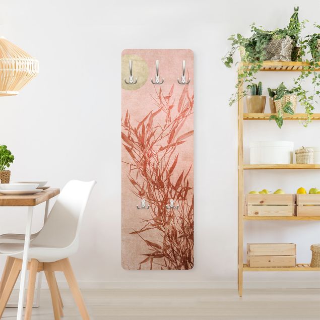 Wandkapstokken houten paneel Golden Sun Pink Bamboo