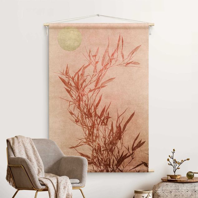 wandtapijten modern Golden Sun Pink Bamboo