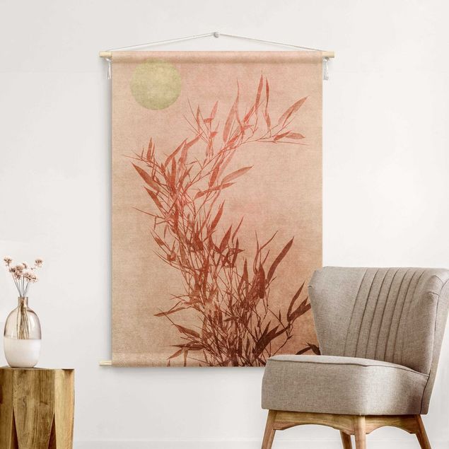 muur tapijt Golden Sun Pink Bamboo