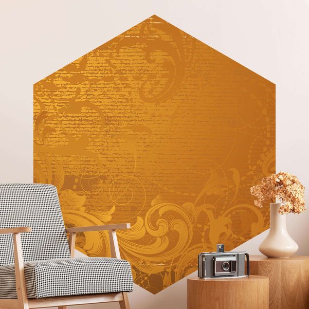 Hexagon Behang Golden Baroque
