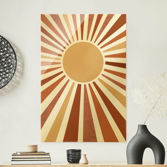Glasschilderijen Golden Sun Rays