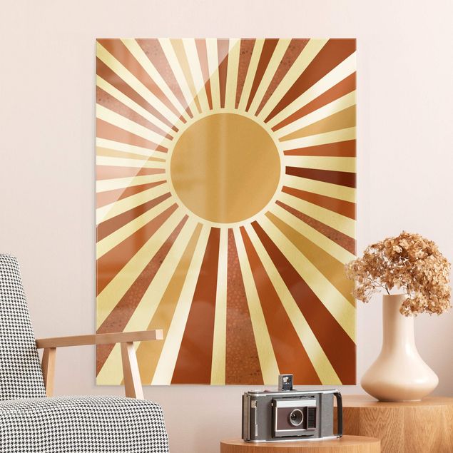 Glasschilderijen Golden Sun Rays