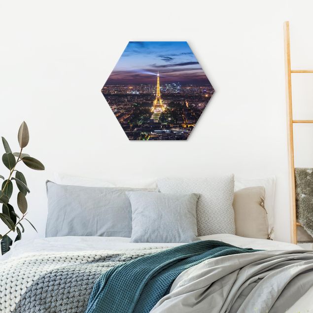Hexagons Aluminium Dibond schilderijen Good Night Paris
