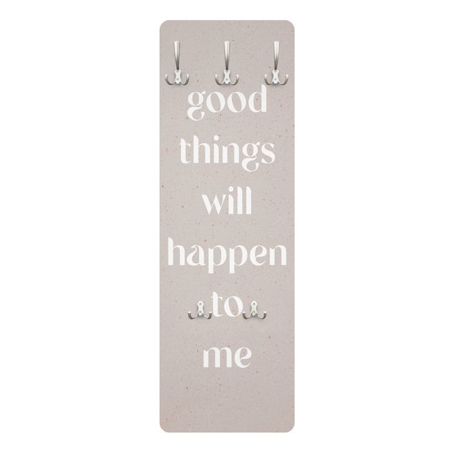 Wandkapstokken houten paneel - Good things will happen