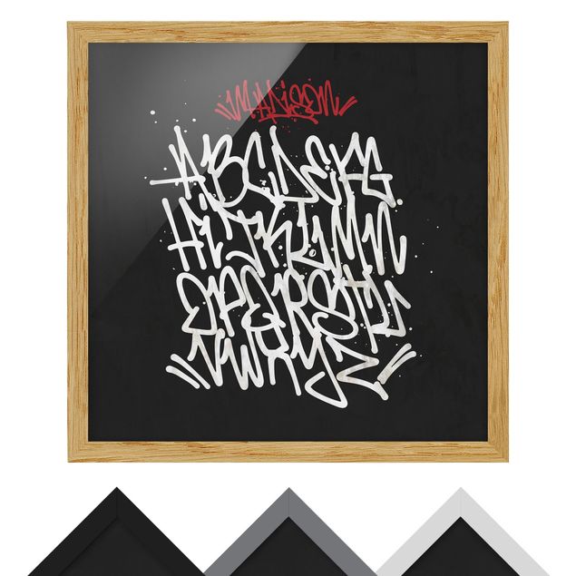 Bild mit Rahmen - Graffiti Art Alphabet - Quadrat - 1:1