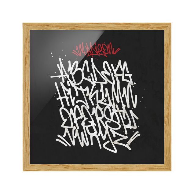Bild mit Rahmen - Graffiti Art Alphabet - Quadrat - 1:1