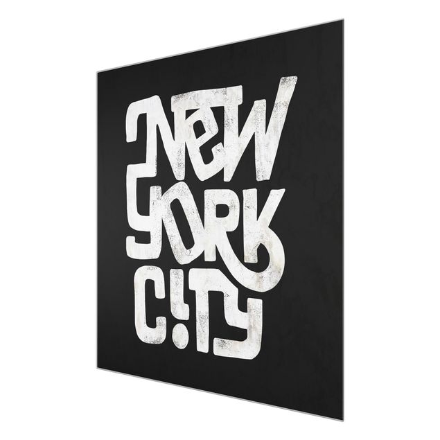 Glasschilderijen - Graffiti Art Calligraphy New York City Black