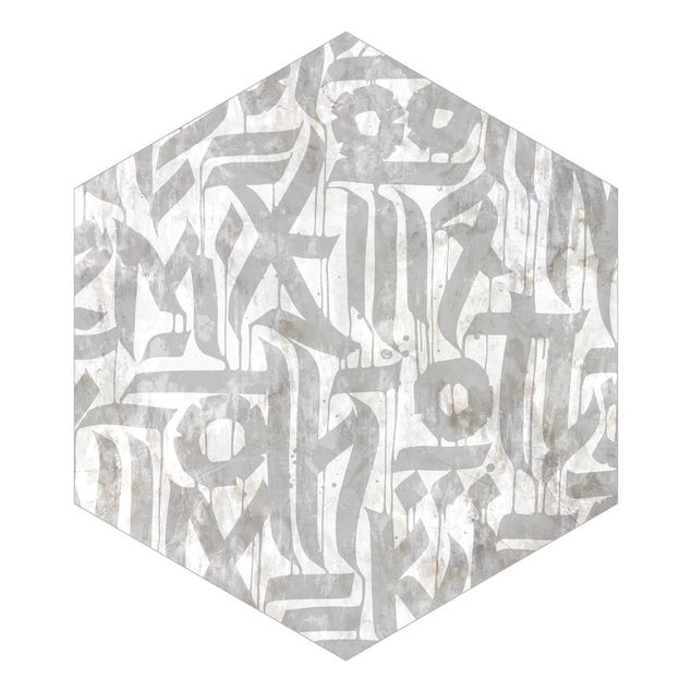 Hexagon Mustertapete selbstklebend - Graffiti Art Calligraphy