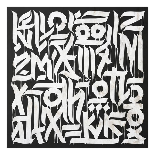 Glasschilderijen - Graffiti Art Calligraphy Black