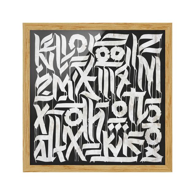 Bild mit Rahmen - Graffiti Art Calligraphy Schwarz - Quadrat - 1:1