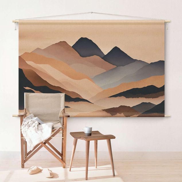 wandkleed modern Graphic Landscape In Brown