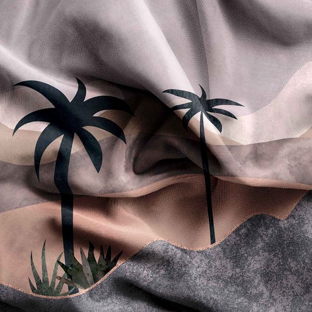 verduisteringsgordijnen Graphic Landscape With Palm Trees