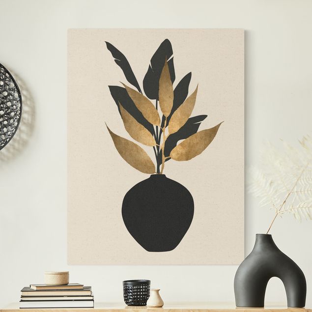 Canvas schilderijen - Goud Graphical Plant World - Gold And Black