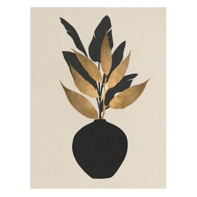 Canvas schilderijen - Goud Graphical Plant World - Gold And Black