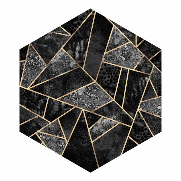 Hexagon Behang Gray Triangles Gold