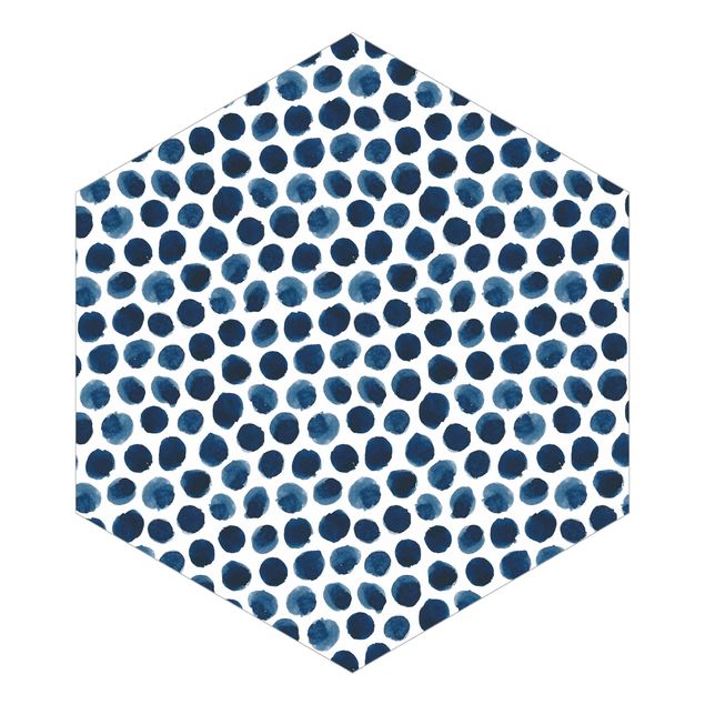 Hexagon Behang Large Watercolour Polkadots In Indigo