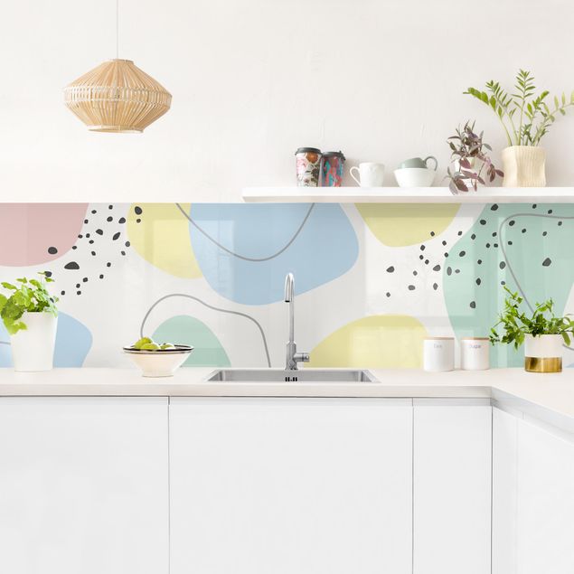 Achterwand voor keuken Large Geometrical Shapes - Pastel